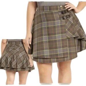 NEW Torrid Sz‎ 18 Womens plus Outlander  Tartan Green Plaid Pleated Kilt Skirt